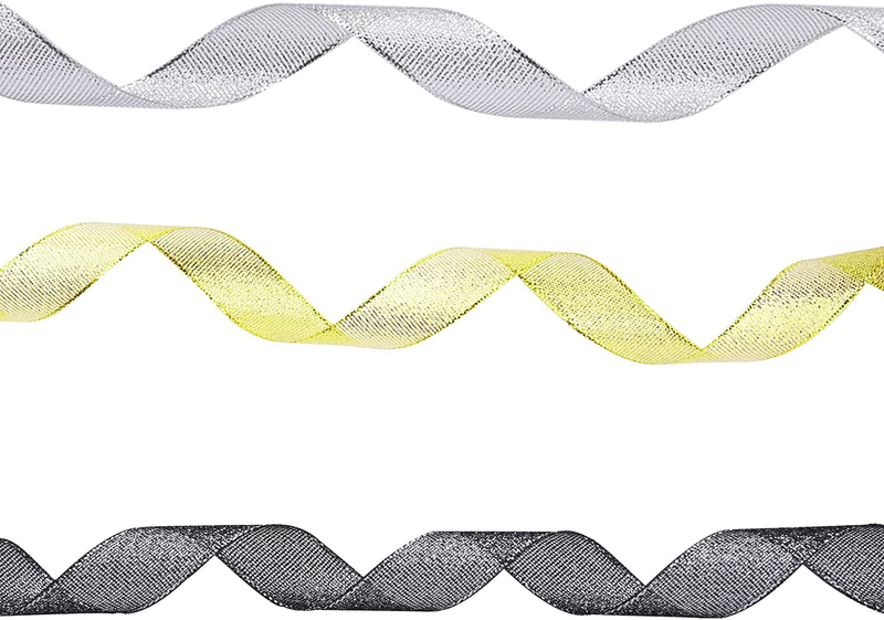 Livder 3 Rolls 75 Yards in Total Metallic Glitter Ribbon for Gift Wrapping Birthday Holiday Graduation Party Decoration (Golden, Silvery, Silver-Black) Arts & Entertainment > Hobbies & Creative Arts > Arts & Crafts > Art & Crafting Materials > Embellishments & Trims > Ribbons & Trim Livder Decor   