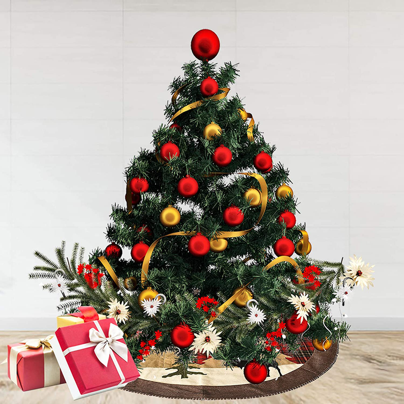 FAHOTE Christmas Tree Skirt 48inch Double Layers Xmas Tree Skirt for Christmas Decorations Winter New Year House Decoration Supplies Holiday Ornaments Indoor Outdoor Home & Garden > Decor > Seasonal & Holiday Decorations > Christmas Tree Skirts FAHOTE   