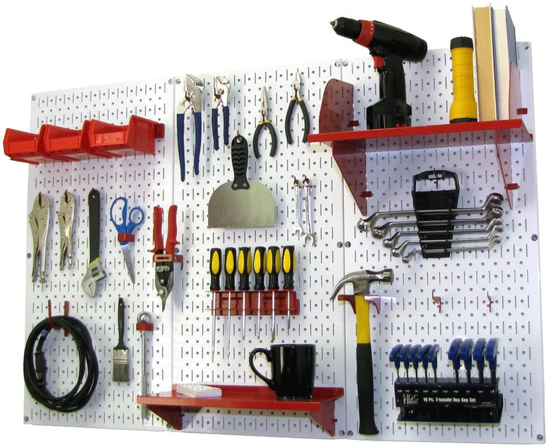 Pegboard Organizer Wall Control 4 ft. Metal Pegboard Standard Tool Storage Kit with Galvanized Toolboard and Black Accessories Hardware > Hardware Accessories > Tool Storage & Organization Wall Control White Pegboard Red Accessories Storage 