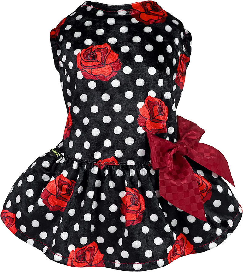 Fitwarm Holiday Theme Dog Valentines Outfit Romantic Valentine'S Day Dogs Dresses Lightweight Velvet Pet Clothes Dog Costume Puppy Dress Doggie Party Girl One Piece with Bowknot Cat Apparel Animals & Pet Supplies > Pet Supplies > Cat Supplies > Cat Apparel Fitwarm Rose XS 