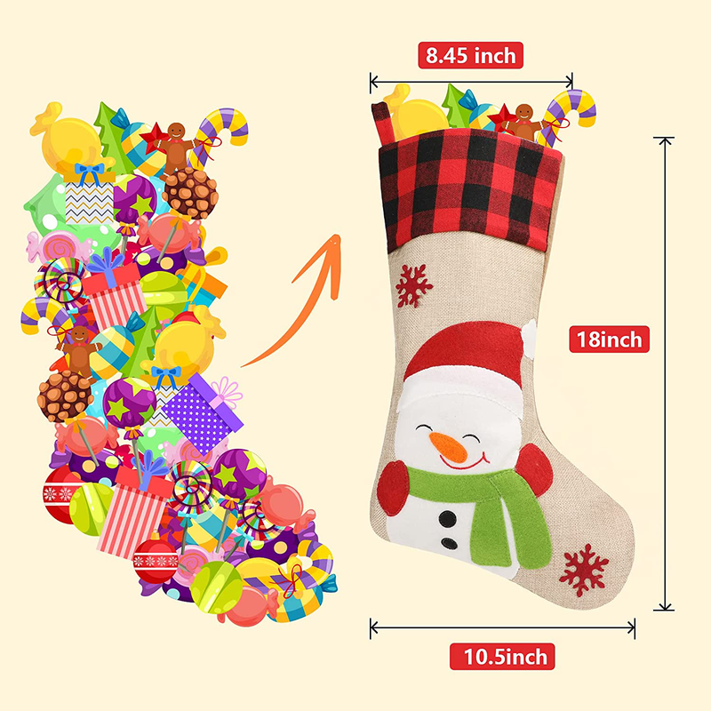 GoldFlower Christmas Stockings 5 Pack 18'' Large Burlap Xmas Stockings Santa Snowman Reindeer Christmas Decoration and Family Holiday Decor Home & Garden > Decor > Seasonal & Holiday Decorations& Garden > Decor > Seasonal & Holiday Decorations GOLDFLOWER   