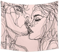 Ruibo Women/Men Abstract Sketch Art Kiss Lovers Tapestry/Kissing Tapestry Wall Hanging Black and White Line Art Tapestry, Beach Throw(RB-K-2)(W:59" H:51") Home & Garden > Decor > Artwork > Decorative Tapestries Ruibo Pink W:79"*H:59" 