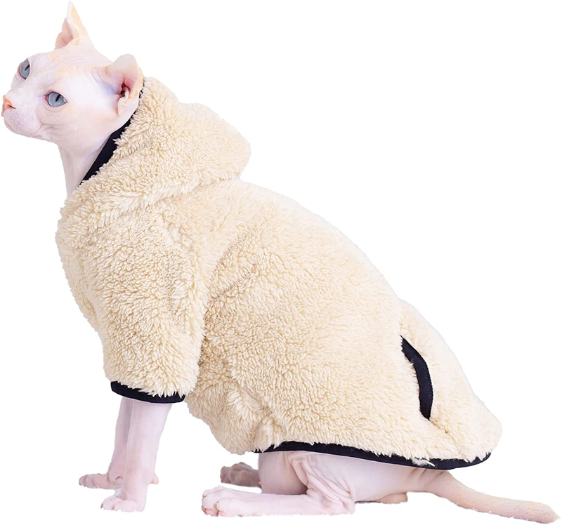 Sphynx Hairless Cat Clothes Winter Thick Warm Soft Vest Hoodies Pajamas for Cats Pet Clothes Pullover Kitten Shirts with Sleeves (Gray, M(4.4-5.5Lbs)) Animals & Pet Supplies > Pet Supplies > Cat Supplies > Cat Apparel WQCXYHW Yellow XXL(11-15lbs) 