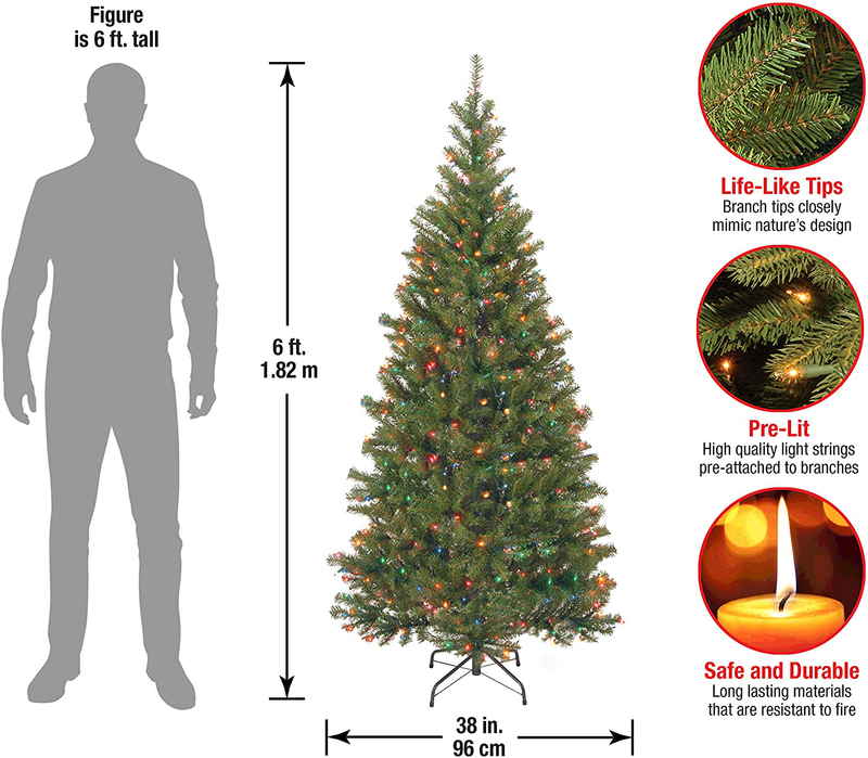 National Tree Company Pre-lit Artificial Christmas Tree | Includes Pre-Strung Multi-Color Lights and Stand | Aspen Spruce - 6 ft