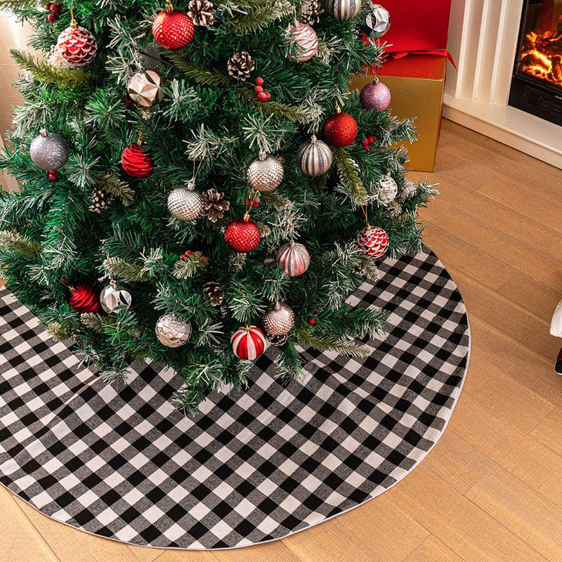 DegGod 48 Inches Checked Christmas Tree Skirt, Red and Black Buffalo Plaid Double Layers Xmas Tree Base Cover Mat for Christmas New Year Home Party Decoration (Red Plaid, 48 inches) Home & Garden > Decor > Seasonal & Holiday Decorations > Christmas Tree Stands DegGod Black Plaid 48 inches 