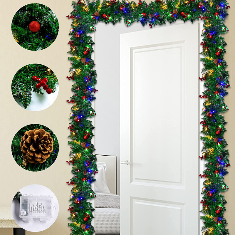 Likeny Christmas Decorations-Artificial Christmas Decor Garland Battery Operated with Lights,Hanging Ornaments Decorated with Pine Cone,9FT,Christmas Decorations Indoor/Outdoor. Home & Garden > Decor > Seasonal & Holiday Decorations& Garden > Decor > Seasonal & Holiday Decorations Likeny   