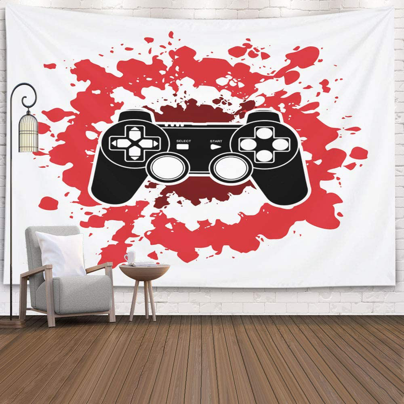 Crannel Gaming Wall Tapestry, Conceptual Abstraction Modern Controller Realistic Game Wireless Mockup Tapestry 80x60 Inches Wall Art Tapestries Hanging Dorm Room Living Home Decorative,Black Blue Home & Garden > Decor > Artwork > Decorative TapestriesHome & Garden > Decor > Artwork > Decorative Tapestries Crannel Red Black 92.5" L x 70.9" W 