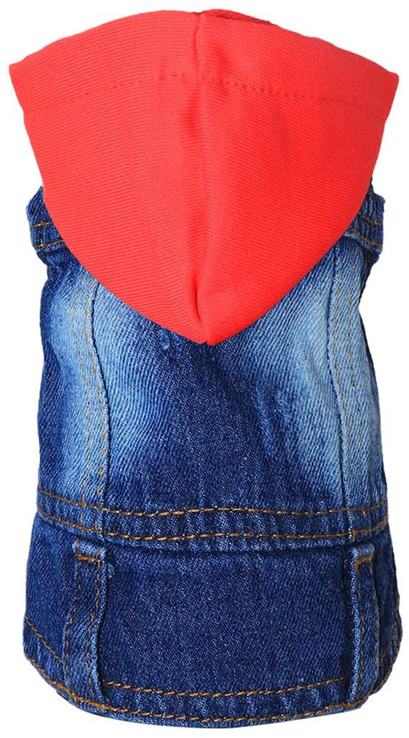 Rooroopet Dog Jeans Jacket,Pet Clothes Cool Blue Denim Hoodies,Lapel Vests Vintage Clothes for Small Medium Dogs and Cats Comfort and Cool Apparel Animals & Pet Supplies > Pet Supplies > Cat Supplies > Cat Apparel rooroopet   