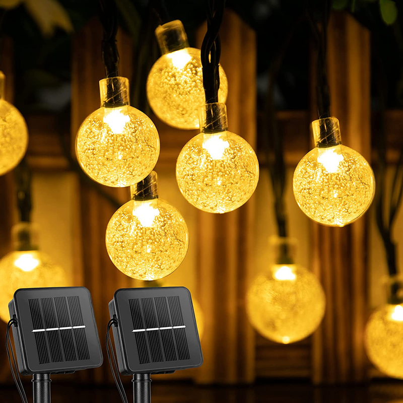 Solar String Lights Outdoor 60 Led 35.6 Feet Crystal Globe Lights with 8 Lighting Modes, Waterproof Solar Powered Patio Lights for Garden Yard Porch Wedding Party Decor (Warm White) Home & Garden > Lighting > Light Ropes & Strings Brightown 2pcs-warm White  