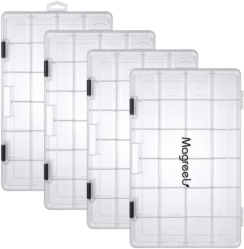 Magreel Fishing Tackle Boxes, Transparent Fish Tackle Storage with Adjustable Dividers, Plastic Box Organizer 3600/3700 Tackle Trays, 3 Packs / 4 Packs Sporting Goods > Outdoor Recreation > Fishing > Fishing Tackle Magreel 4pcs 3700(Tray Size:14"x8.66"x1.85")  