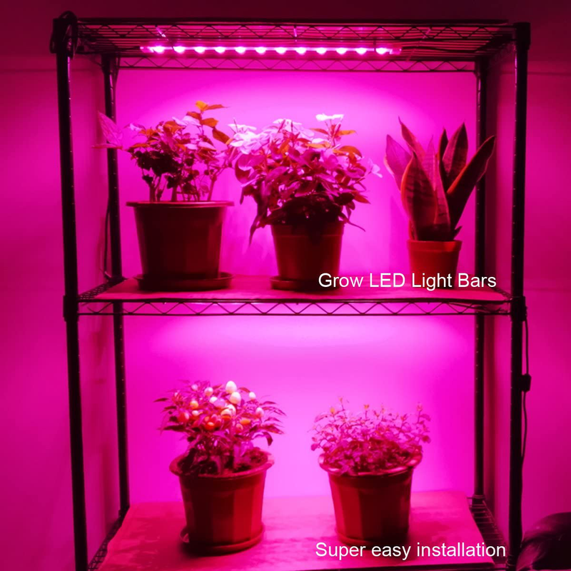 Grow Light Strip Kit 45W, 4 Pcs 16 Inches LED Grow Light Strips with Extension Cables, Mounting Accessories for Greenhouse,Grow Shelf. Perfect for Indoor Growing-(4-Strip-Kit)