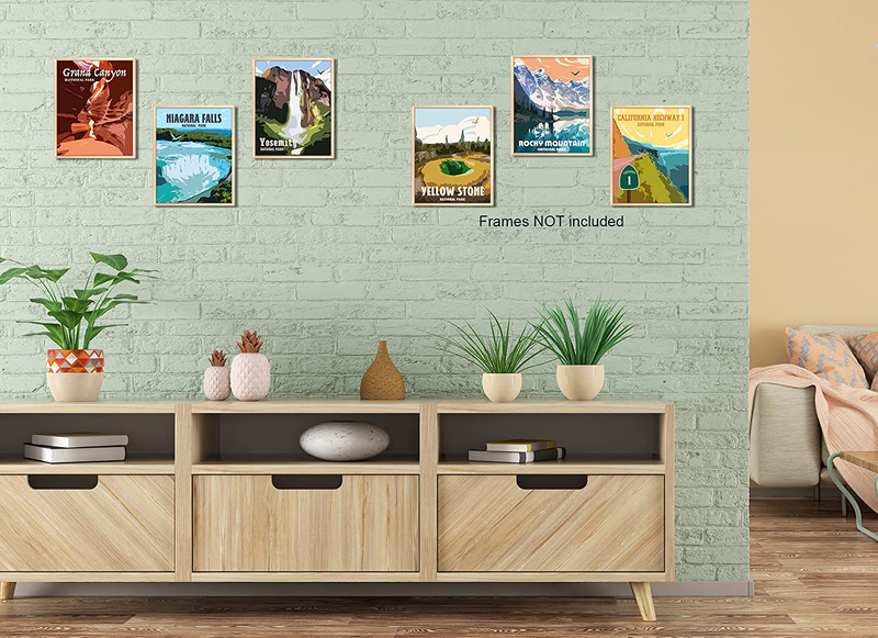 National Park Posters Vintage Posters Prints 8 X 10 Inch Vintage National Park Wall Art Abstract Wall Art Nature Mountain Art Decor, Set of 6, Unframed Home & Garden > Decor > Artwork > Posters, Prints, & Visual Artwork KALAWA   