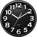 Plumeet 13'' Large Wall Clock - Silent Non-Ticking Quartz Wall Clocks for Living Room Decor - Modern Style Suitable for Home Kitchen Office - Battery Operated (Black) Home & Garden > Decor > Clocks > Wall Clocks Plumeet Black 10 inches 