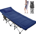 Folding Camping Cots for Adults Heavy Duty Cot with Carry Bag, Portable Durable Sleeping Bed for Camp Office Home Use Outdoor Cot Bed for Traveling (2Pack -Blue with Mattress) Sporting Goods > Outdoor Recreation > Camping & Hiking > Camp Furniture JOZTA Cool Gray With Blue Mattress  