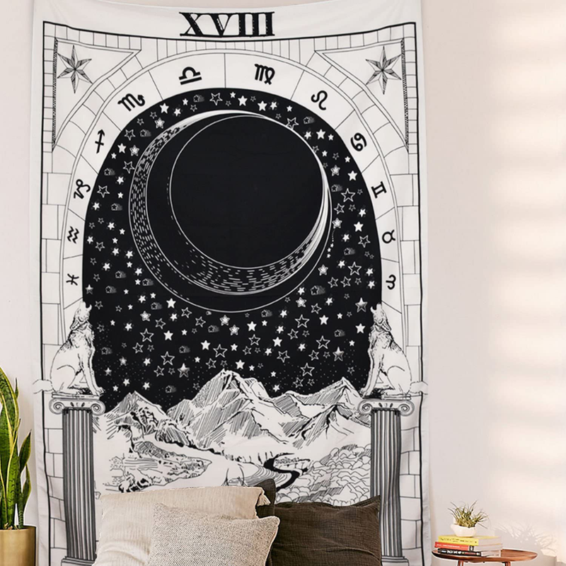 Tarot Tapestry The Moon The Star The Sun Tapestry Medieval Europe Divination Tapestry Wall Hanging Tapestries Mysterious Wall Tapestry Home Decor