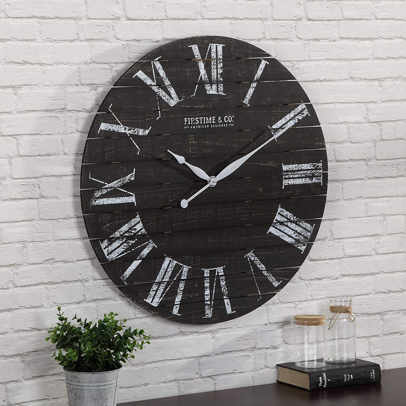 FirsTime & Co. Shiplap Farmhouse Wall Clock, American Crafted, White, 18 x 2 x 18, Home & Garden > Decor > Clocks > Wall Clocks FirsTime & Co. Black 29 inches 