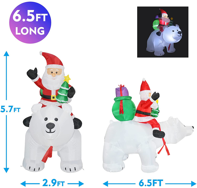 GOOSH 6 FT Length Christmas Inflatables Outdoor Santa Clause Riding The Polar Bear with Shaking Head, Blow Up Decoration Clearance with LED Lights Built-in for Holiday/Christmas/Party/Yard/Garden Home & Garden > Decor > Seasonal & Holiday Decorations& Garden > Decor > Seasonal & Holiday Decorations GOOSH   