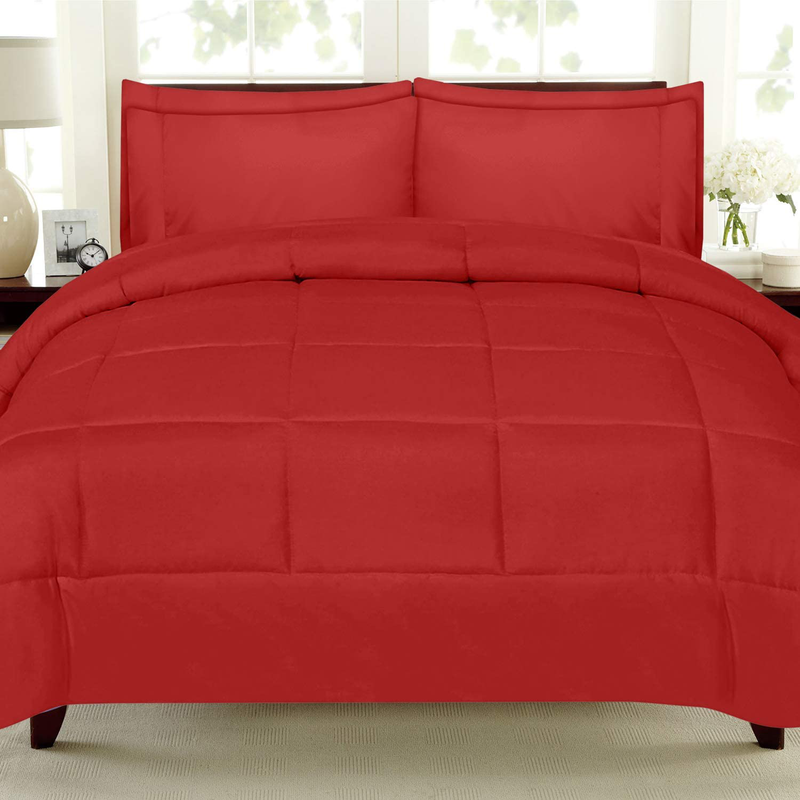 Sweet Home Collection 5 Piece Comforter Set Bag Solid Color All Season Soft Down Alternative Blanket & Luxurious Microfiber Bed Sheets, Twin, Red Home & Garden > Linens & Bedding > Bedding Sweet Home Collection   