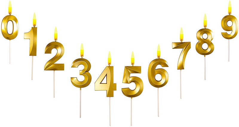 Gold Glitter Happy Birthday Cake Candles Number Candles Number 4 Birthday Candle 3D Design Cake Topper Decoration for Party Kids Adults Home & Garden > Decor > Home Fragrances > Candles Belleone   