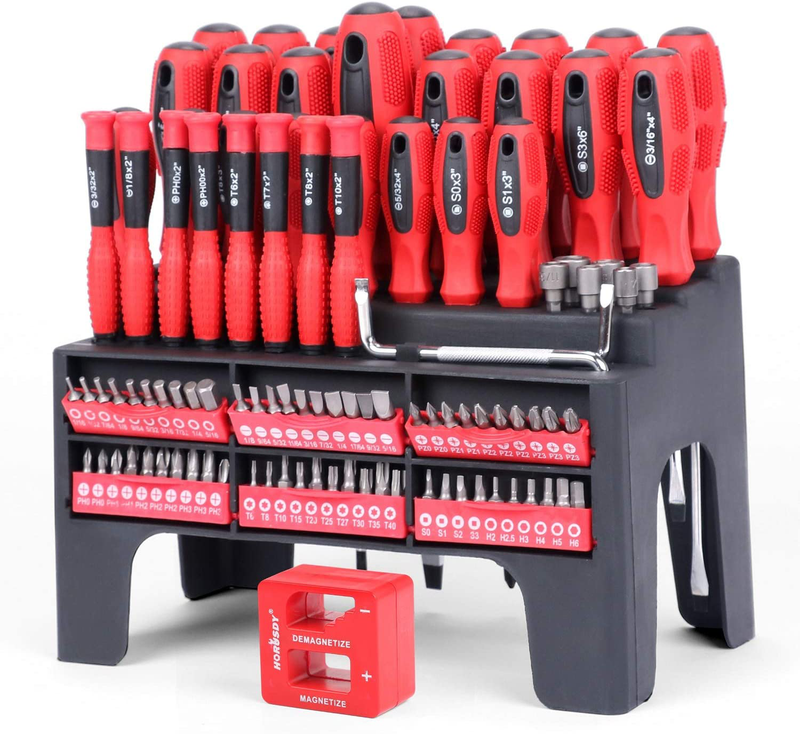 HORUSDY 101-Piece Magnetic Screwdriver Set with Plastic Racking, Tools for Men Tools Gift Hardware > Tools > Tool Sets > Hand Tool Sets HORUSDY 100-Piece  