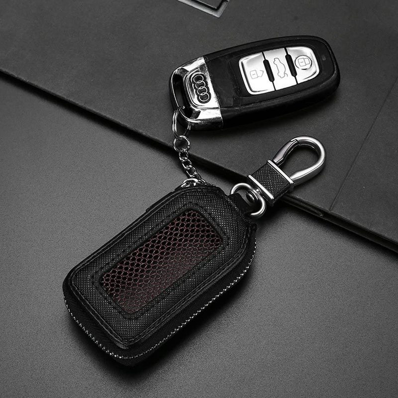 Key Fob Case - Genuine Leather Car Remote Smart Key Holder with Hook Auto Keychain (Black)  ‎guang zhou shi bai yun qu yong ping pi pi pi ju chang   