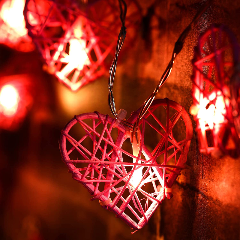 Mudder Valentines Day Pink Heart Shaped String Lights 9.8 Feet 20 LED Rattan Lighted Battery Operated Heart Fairy Light Decoration for Valentine'S Day Garden Home Home & Garden > Decor > Seasonal & Holiday Decorations Mudder   