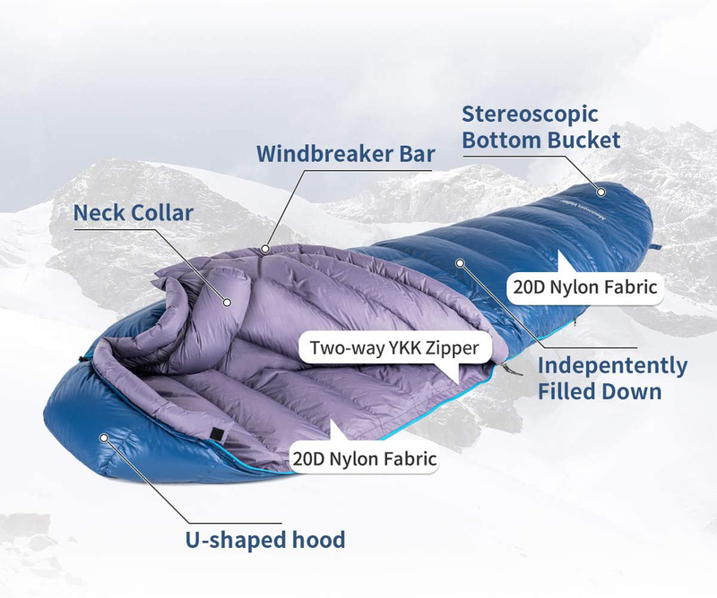Naturehike Lightweight Portable Sleeping Bag 800 Fill Power Mummy Goose down Sleeping Bag for Adults Winter Outdoor Camping Hiking