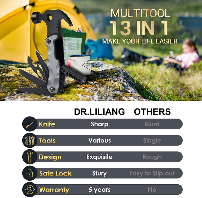 DR.LILIANG Multitool Camping Accessories Stocking Stuffers for Men Gifts,13 in 1 Survival Tools Christmas Gifts Cool Gadgets for Women Husband Grandpa Birthday Valentines Fathers Day Gifts for Dad Sporting Goods > Outdoor Recreation > Camping & Hiking > Camping Tools DR.LILIANG   
