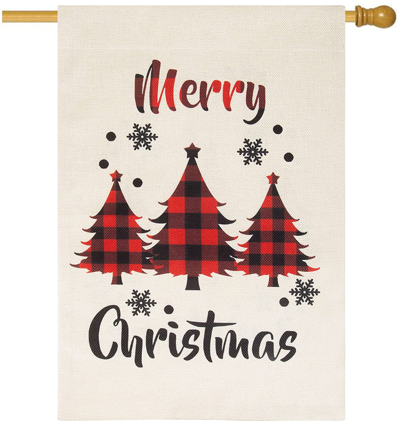 Roberly Merry Christmas Garden Flag, Vertical Christmas Flag with Buffalo Check Plaid Tree, Double-Sided Christmas Yard Flag Xmas Quote Winter Garden Flag for Outdoor Decoration (12.5" x 18") Home & Garden > Decor > Seasonal & Holiday Decorations& Garden > Decor > Seasonal & Holiday Decorations Roberly 28" x 40"-Large  