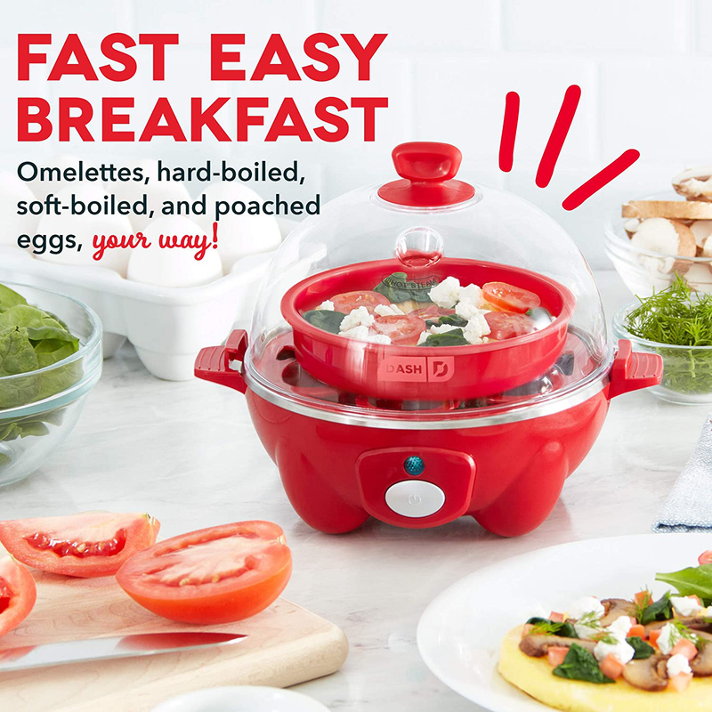 Dash Rapid Egg Cooker: 6 Egg Capacity Electric Egg Cooker for Hard Boiled Eggs, Poached Eggs, Scrambled Eggs, or Omelets with Auto Shut Off Feature - Red Home & Garden > Kitchen & Dining > Kitchen Tools & Utensils > Kitchen Knives DASH   