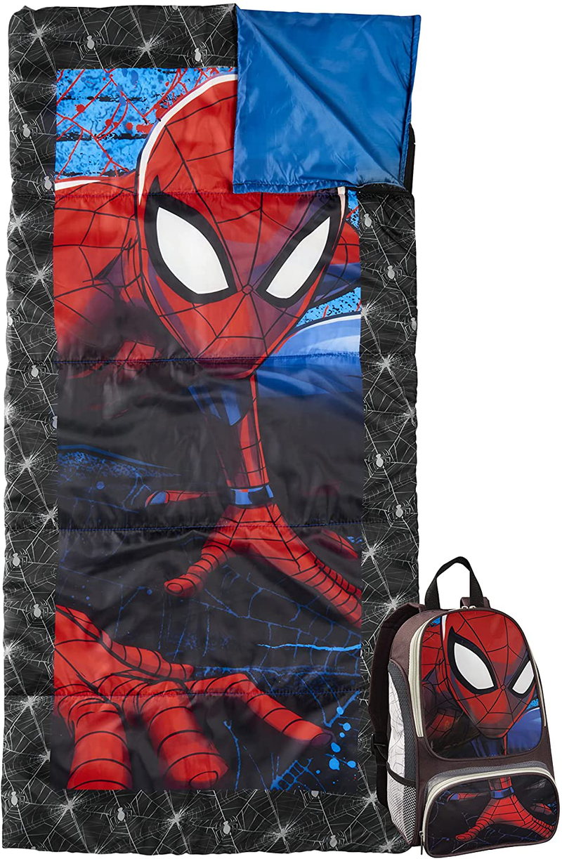 Marvel Spiderman Backpack and Sleeping Bag Set – Spiderman Kids Indoor/Outdoor Kit, 2 Piece Set Sporting Goods > Outdoor Recreation > Camping & Hiking > Sleeping Bags Exxel Outodoors   
