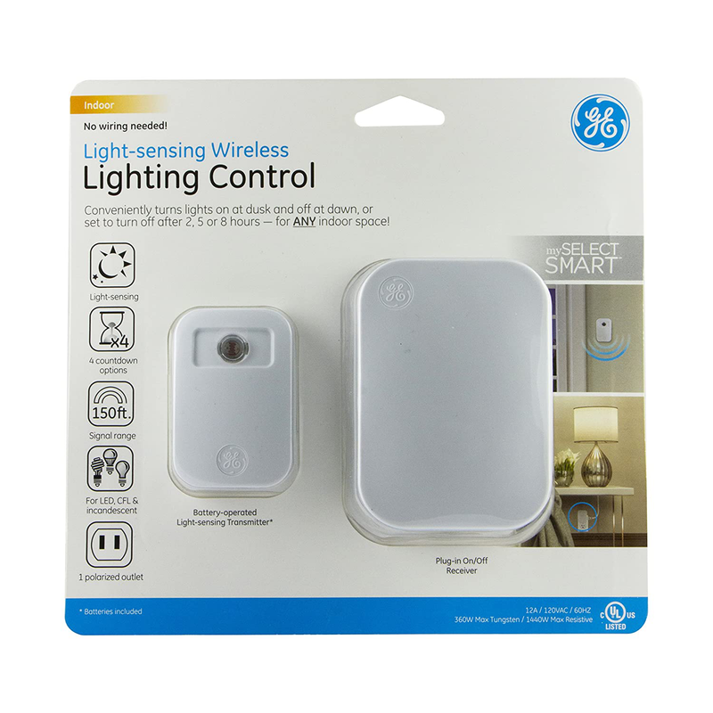 MY SELECTSMART Sensing GE Automatic Wireless Control, On/Off, 2/5 / 8 Hour Timer, 1 Outlet, 150 ft. Range Plug-in Receiver, Ideal for Lamps & Indoor Lighting, No Wiring Needed, 36237 Home & Garden > Lighting Accessories > Lighting Timers MY SELECTSMART   