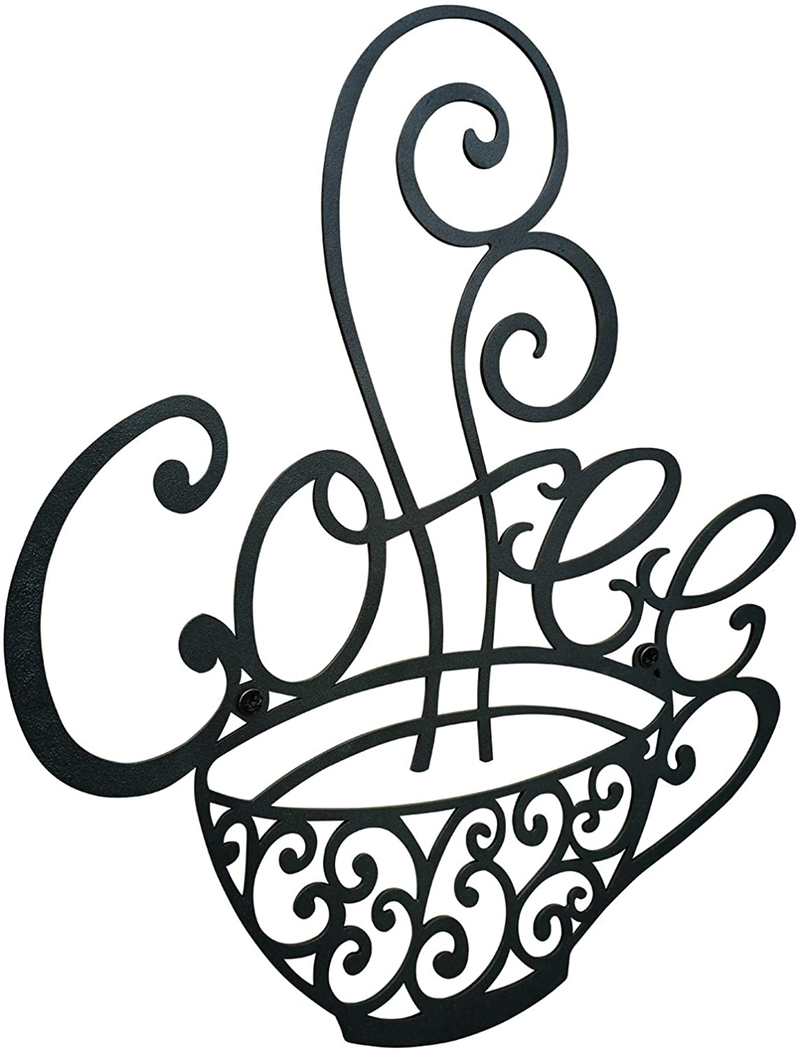 Coffee Signs for Coffee Bar Wall Decor Coffee Decorations for Kitchen Black Metal Coffee Cup Mug Silhouette Wall Art For Coffee Corner Station Shop Decor Home & Garden > Decor > Artwork > Sculptures & Statues ANNYHOME   