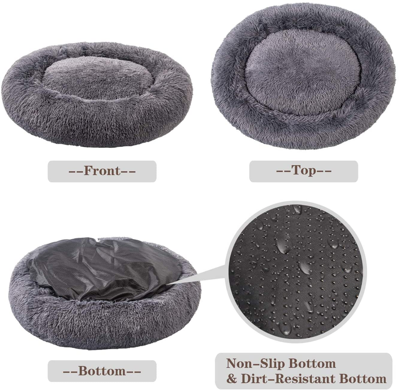 MFOX Calming Dog Bed (L/XL/XXL/XXXL) for Medium and Large Dogs Comfortable Pet Bed Faux Fur Donut Cuddler up to 25/35/55/100Lbs  MFOX   