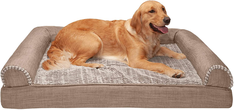 Furhaven Orthopedic, Cooling Gel, and Memory Foam Pet Beds for Small, Medium, and Large Dogs and Cats - Luxe Perfect Comfort Sofa Dog Bed, Performance Linen Sofa Dog Bed, and More Animals & Pet Supplies > Pet Supplies > Dog Supplies > Dog Beds Furhaven Faux Fur & Linen Woodsmoke Sofa Bed (Cooling Gel Foam) Jumbo (Pack of 1)
