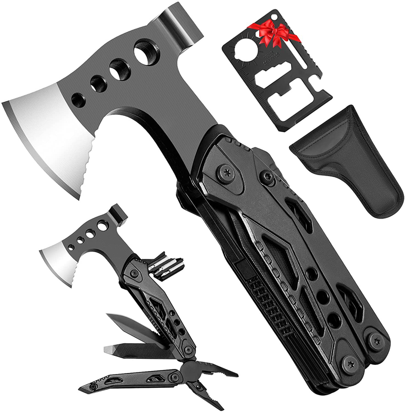 Multitool Comping Accessories,Gifts for Men, Multitool Camping Axe, 15 in 1 Camping Hatchet with Credit Card Tool for Camping Hiking Repairing Sporting Goods > Outdoor Recreation > Camping & Hiking > Camping Tools Husgw   