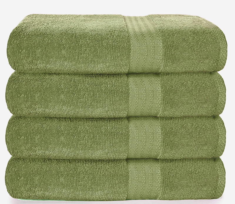 Glamburg Premium Cotton 4 Pack Bath Towel Set - 100% Pure Cotton - 4 Bath Towels 27x54 - Ideal for Everyday use - Ultra Soft & Highly Absorbent - Black Home & Garden > Linens & Bedding > Towels GLAMBURG Kiwi  