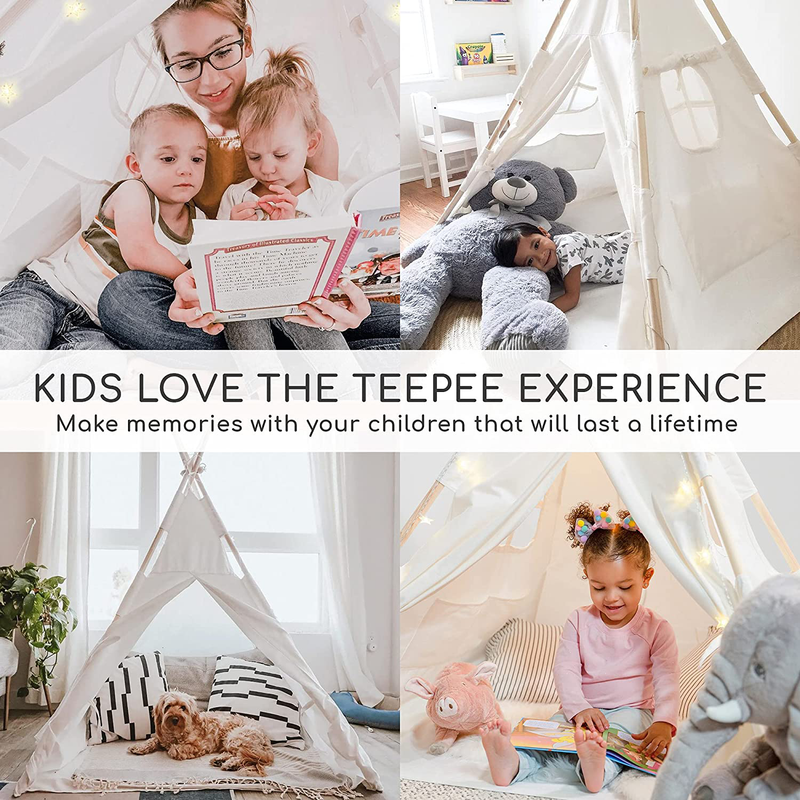 Tazztoys Kids Teepee Tent for Kids with Fairy Lights +Waterproof Base + Feathers - Quality & Safety Certified Sporting Goods > Outdoor Recreation > Camping & Hiking > Tent Accessories TazzToys   