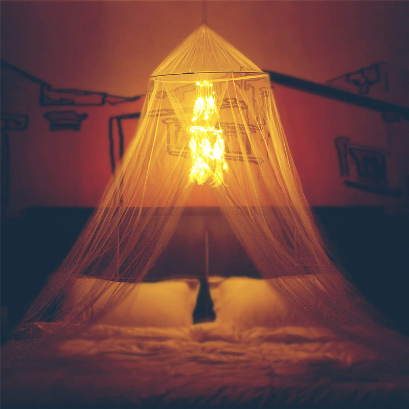 Mosquito Net for Bed, Bed Canopy with 100 Led String Lights, Ultra Large Hanging Queen Canopy Bed Curtain Netting for Baby, Kids, Girls or Adults. 1 Entry,For Single to King Size Beds | Camping Sporting Goods > Outdoor Recreation > Camping & Hiking > Mosquito Nets & Insect Screens Comtelek Dream Catcher Canopy  