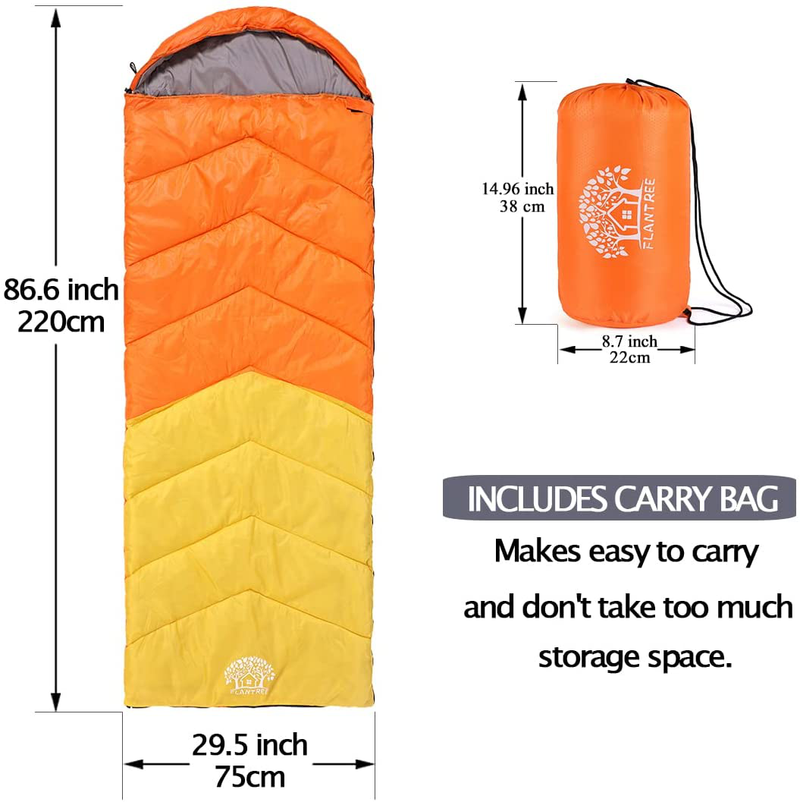 Flantree Sleeping Bag 4 Seasons Adults & Kids for Camping Hiking Trips Warm Cool Weather,Lightweight and Waterproof with Compression Bag,Indoors Outdoors Activities  Flantree   