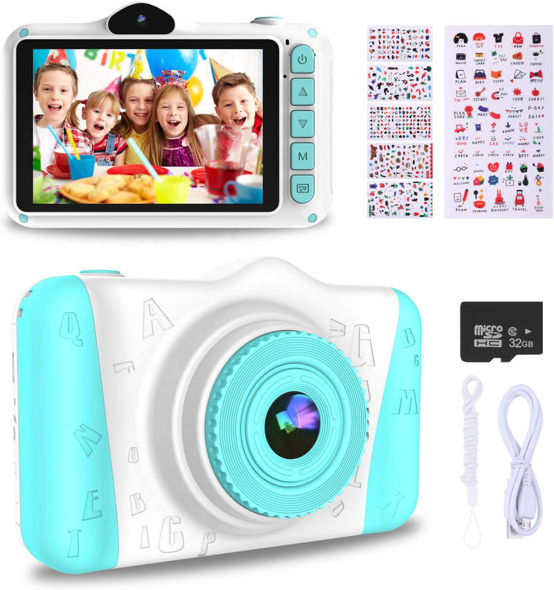 WOWGO Kids Digital Camera - 12MP Children's Selfie Camera with 3.5 Inches Large Screen for Boys and Girls,1080P Rechargeable Electronic Camera with 32GB TF Card Cameras & Optics > Cameras > Digital Cameras WOWGO Blue  