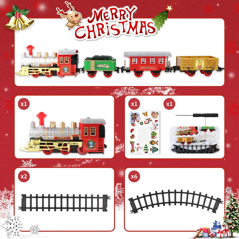 Christmas Train, Christmas Train Sets for Under/Around The Tree, Christmas Tree Train with Lights and Sound + 15 Decoration Cards, Christmas Decoration Decor, Xmas Gifts for Kids Toddler Home & Garden > Decor > Seasonal & Holiday Decorations& Garden > Decor > Seasonal & Holiday Decorations ASZ   
