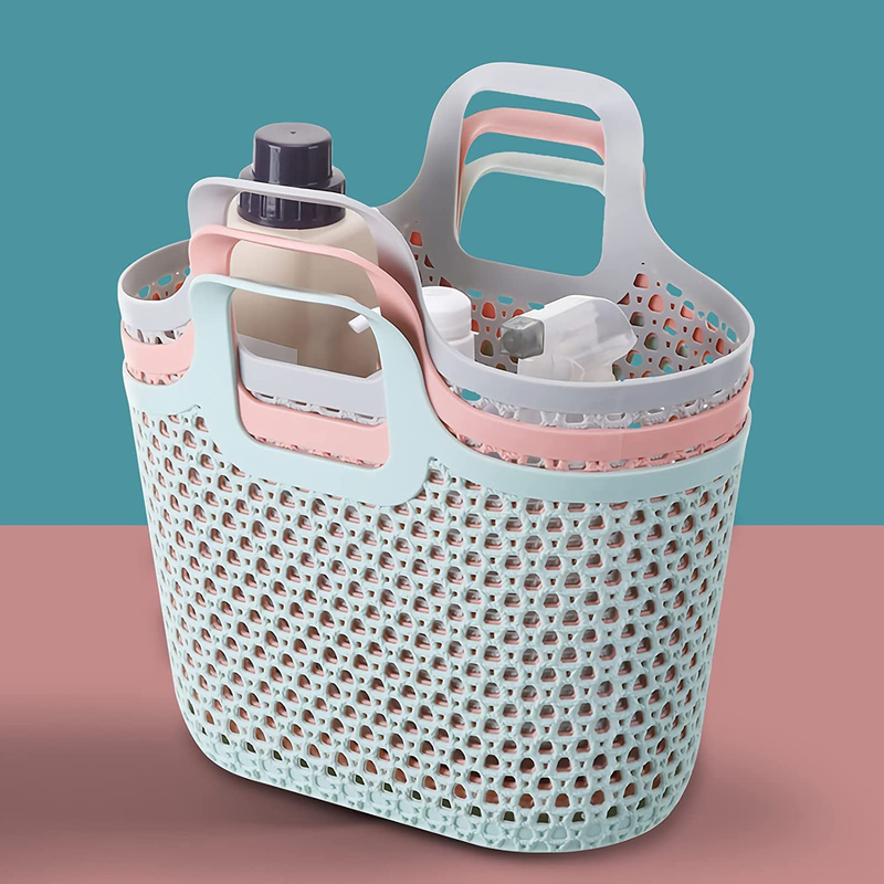 Portable Shower Caddy Tote Flexible Plastic Storage Basket with Handles Organizer Bin for Bathroom, Pantry, Kitchen, College Dorm, Camping - Cyan Sporting Goods > Outdoor Recreation > Camping & Hiking > Portable Toilets & Showers Anyoifax   