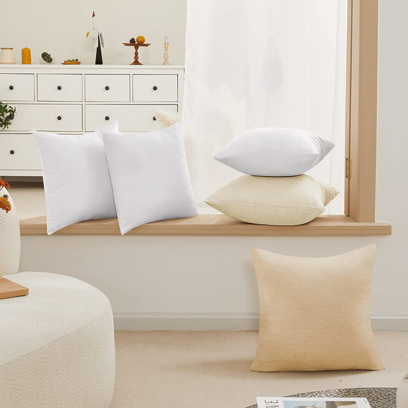 Deconovo White Blank Cushion Covers, 4 PCS Faux Linen Pillow Cases with Invisible Zipper, Soft Pillow Covers for Bench,18X18 Inch, Set of 4 Case Only No Insert Home & Garden > Decor > Chair & Sofa Cushions Deconovo   