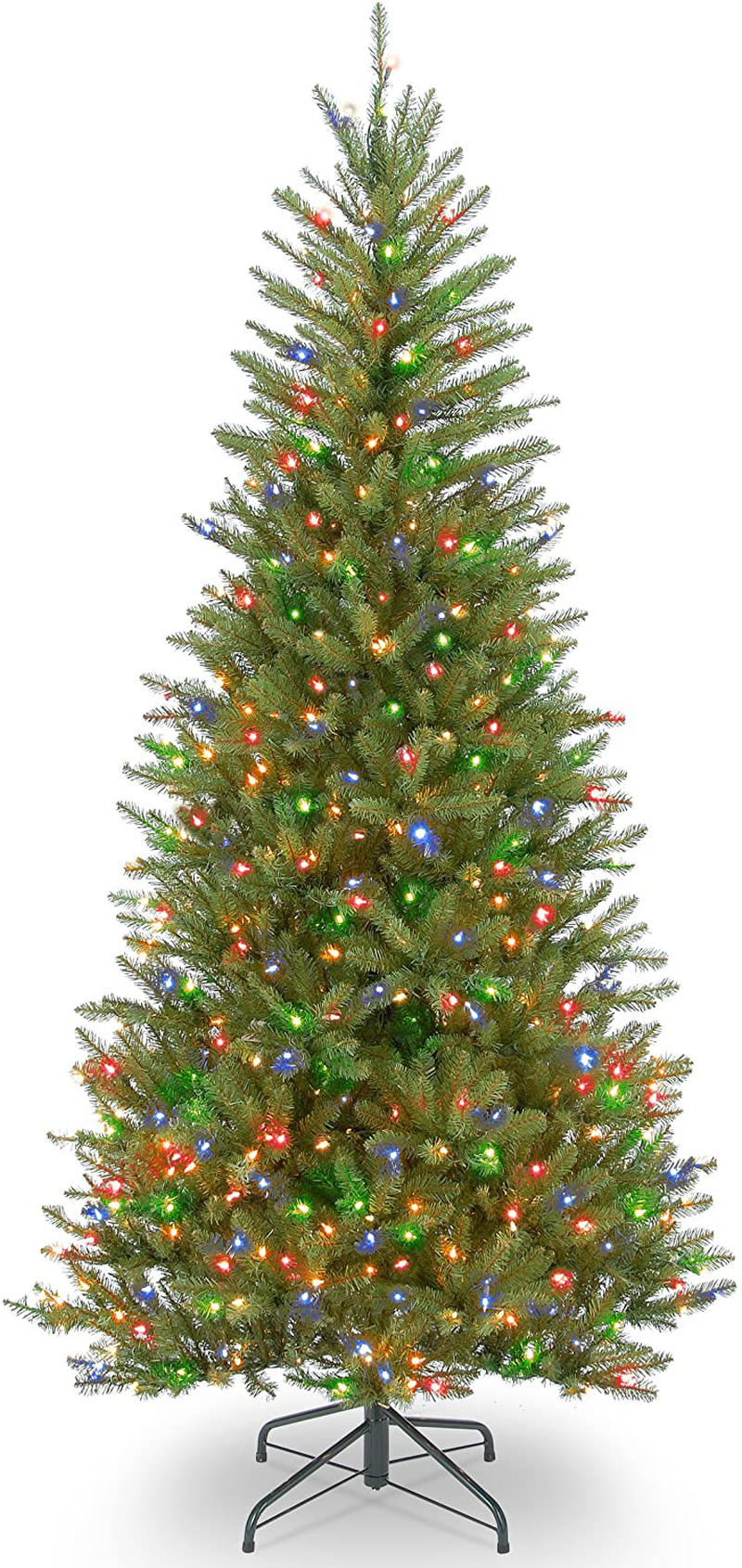 National Tree Company Pre-lit Artificial Christmas Tree | Includes Pre-strung Multi-Color Lights and Stand | Dunhill Fir Slim - 6.5 ft Home & Garden > Decor > Seasonal & Holiday Decorations > Christmas Tree Stands National Tree Company 6.5 ft  