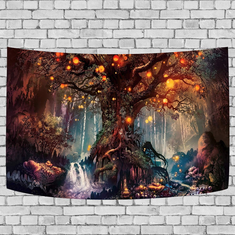 DBLLF Fantasy Plant Magical Forest Tapestry Fantasy Fairy Tales Tapestry A Large Flannel Life Tree Elves Waterfalls Stream Fairy Tales Wall Art Hanging with River Bedroom Living Room 80" 60" DBZY0425 Home & Garden > Decor > Artwork > Decorative TapestriesHome & Garden > Decor > Artwork > Decorative Tapestries DBLLF 60Wx40L  