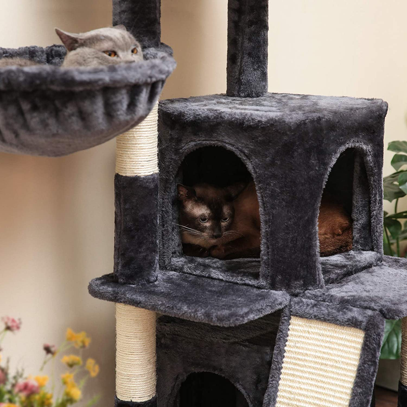 Hey-Brother 41.34 Inches Cat Tree with Scratching Board, 2 Luxury Condos, Cat Tower with Padded Plush Perch and Cozy Basket Animals & Pet Supplies > Pet Supplies > Cat Supplies > Cat Beds Hey-brother   