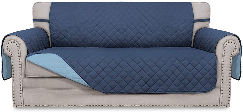 Easy-Going Sofa Slipcover Reversible Loveseat Sofa Cover Couch Cover for 2 Cushion Couch Furniture Protector with Elastic Straps for Pets Kids Dog Cat (Oversized Loveseat, Gray/Light Gray) Home & Garden > Decor > Chair & Sofa Cushions Easy-Going Dark Blue/Light Blue 54'' 