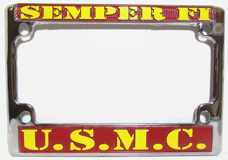 US Marines Chrome Motorcycle License Plate Semper Fi Frame USMC  Hardware & Outdoor   