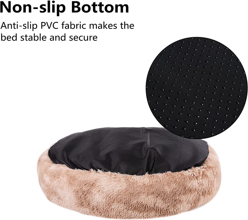 Coohom Oval Calming Donut Cuddler Dog Bed,Shag Faux Fur Cat Bed Washable round Pillow Pet Bed(30"/36") for Small Medium Dogs Animals & Pet Supplies > Pet Supplies > Dog Supplies > Dog Beds Coohom   